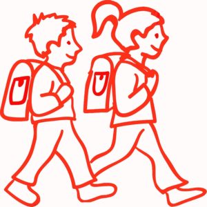 děti jdou do školy